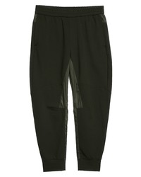 Emporio Armani Mixed Media Joggers In Solid Black At Nordstrom
