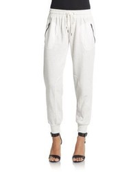 David Lerner Perforated Faux Suede Paneled French Terry Trackpants