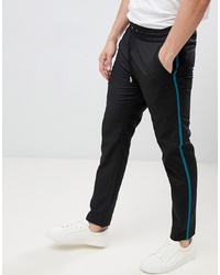 Lindbergh Relaxed Trouser In Black With Contrast Stripe