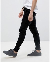 Asos Skinny Cargo Joggers With Ankle Strap In Black