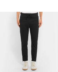 Dries Van Noten Slim Fit Tapered Zip Detailed Cotton Blend Jersey Sweatpants