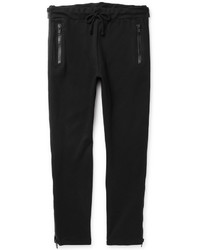 Dries Van Noten Slim Fit Tapered Zip Detailed Cotton Blend Jersey Sweatpants