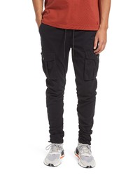 KUWALLA Stack Cotton Blend Cargo Joggers In Black At Nordstrom