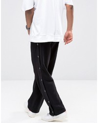 Asos Straight Leg Joggers With Side Poppers In Black