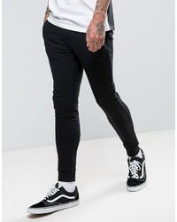 Asos Super Skinny Joggers With Zips In Black