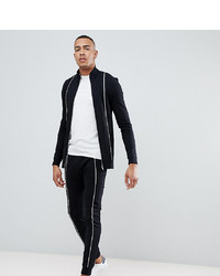 ASOS DESIGN Tall Tracksuit Muscle Track Jacketsuper Skinny Joggers With Piping In Black White