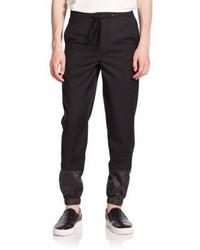 3.1 Phillip Lim Tapered Faux Leather Cuffs Fleece Sweatpants