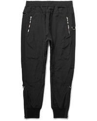 Wooyoungmi Tapered Grosgrain Trimmed Textured Shell Trousers