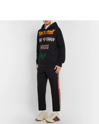 Gucci Tapered Logo Webbing Trimmed Woven Drawstring Trousers