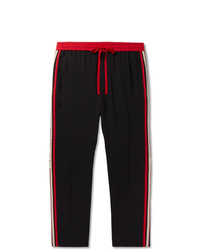 Gucci Tapered Logo Webbing Trimmed Woven Drawstring Trousers