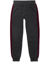Alexander McQueen Tapered Velvet Trimmed Cotton Jersey Sweatpants
