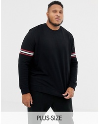 Burton Menswear Big Tall Sweatshirt With Stripe Detail In Black