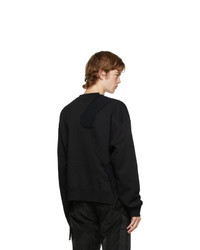 C2h4 Black Distressed Panelled Crewneck Sweatshirt