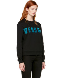 Versus Black Faux Fur Logo Sweatshirt
