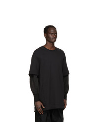 Julius Black Layered Sleeve Sweatshirt