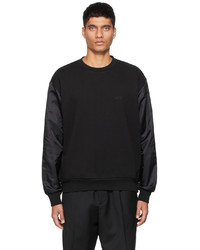 4SDESIGNS Black Nylon Sleeve Logo Sweatshirt
