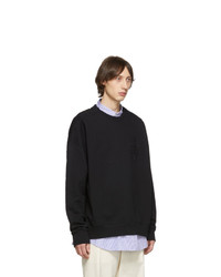 JW Anderson Black Oversized Shoulder Placket Sweatshirt