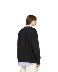 JW Anderson Black Oversized Shoulder Placket Sweatshirt