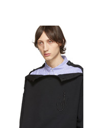 JW Anderson Black Oversized Shoulder Placket Sweatshirt