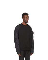 Juun.J Black Paneled Fabric Mix Sweatshirt