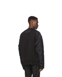 Juun.J Black Paneled Fabric Mix Sweatshirt