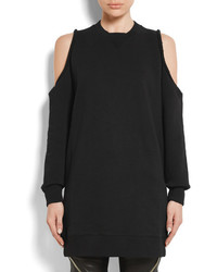 Givenchy Cold Shoulder Embroidered Cotton Jersey Sweatshirt Black