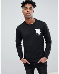 Jack & Jones Core Sweatshirt With Graphic And Ribbed Sleeve Detail