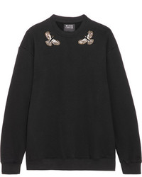 Markus Lupfer Daria Embellished Cotton Jersey Sweatshirt Black