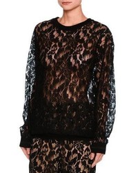 Stella McCartney Ines Floral Lace Sweatshirt Black