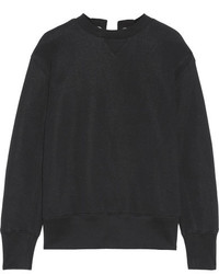 Sacai Lace Up Cotton Blend Jersey Sweatshirt Black