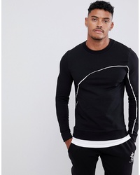 ASOS DESIGN Muscle Sweatshirt With Hem Extender And Piping In Black
