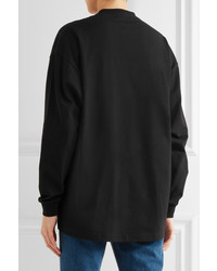 Balenciaga Oversized Printed Stretch Cotton Jersey Sweatshirt Black