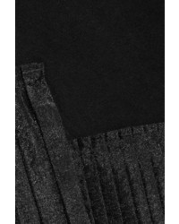 Clu Pleated Organza Trimmed Cotton Jersey Sweatshirt Black