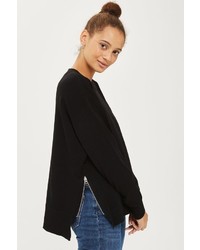 Topshop Side Zip Knitted Sweatshirt
