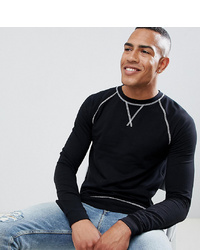 ASOS DESIGN Tall Muscle Fit Sweatshirt In Black With Contrast Stitchingwhite