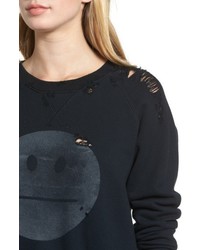 Mother The Square Destroyed Graphic Pullover Sweatshirt