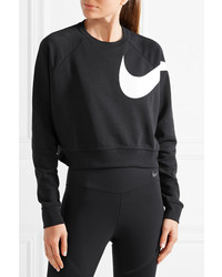 Nike Versa Dri Fit Cropped Printed Jersey Sweatshirt Black