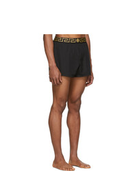 Versace Underwear Black Greek Key Border Swim Shorts