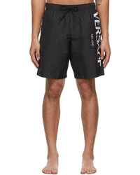 Versace Underwear Black Logo Long Swim Shorts