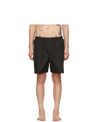 Off-White Black Oversized Rubber Logo Swim Shorts