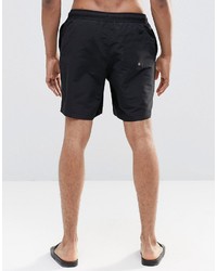 Asos Brand Mid Length Swim Shorts In Black With Triangle Logo