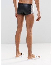 Asos Brand Swim Hipster Trunks In Wet Look Fabric With Metallic Silver Side Panels