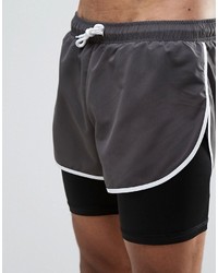 Asos Swim Shorts With Extreme Side Split And Stretch Double Layer