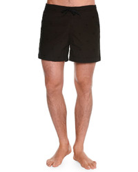 Tomas Maier Tonal Palm Tree Embroidered Swim Shorts Black