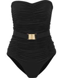 Melissa Odabash Croatia Ruched Belted Swimsuit Black