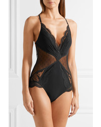 Zimmermann Curacao Lace And Point Desprit Paneled Swimsuit Black