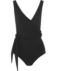 Lisa Marie Fernandez Dree Louise Stretch Crepe Wrap Swimsuit Black