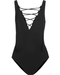 Karla Colletto Entwined Lace Up Swimsuit Black