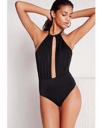 Missguided Black Halter Neck Swimsuit
