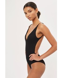 Topshop Plunge Ribbed Swimsuit